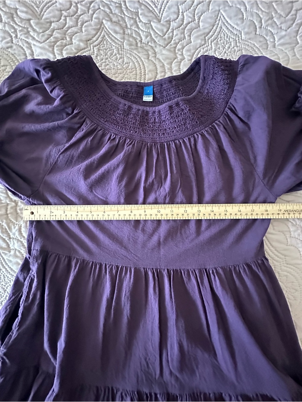Cottagecore Old Navy Deep Plum Boho Tiered Peasant Dress Balloon Long Sleeve M - Picture 9 of 10